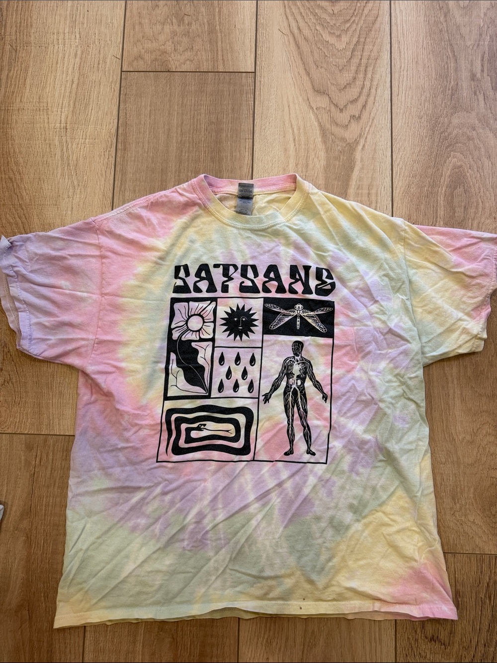 Men's Multicolor Tie-Dye Graphic Short Sleeve Tee - Pastel